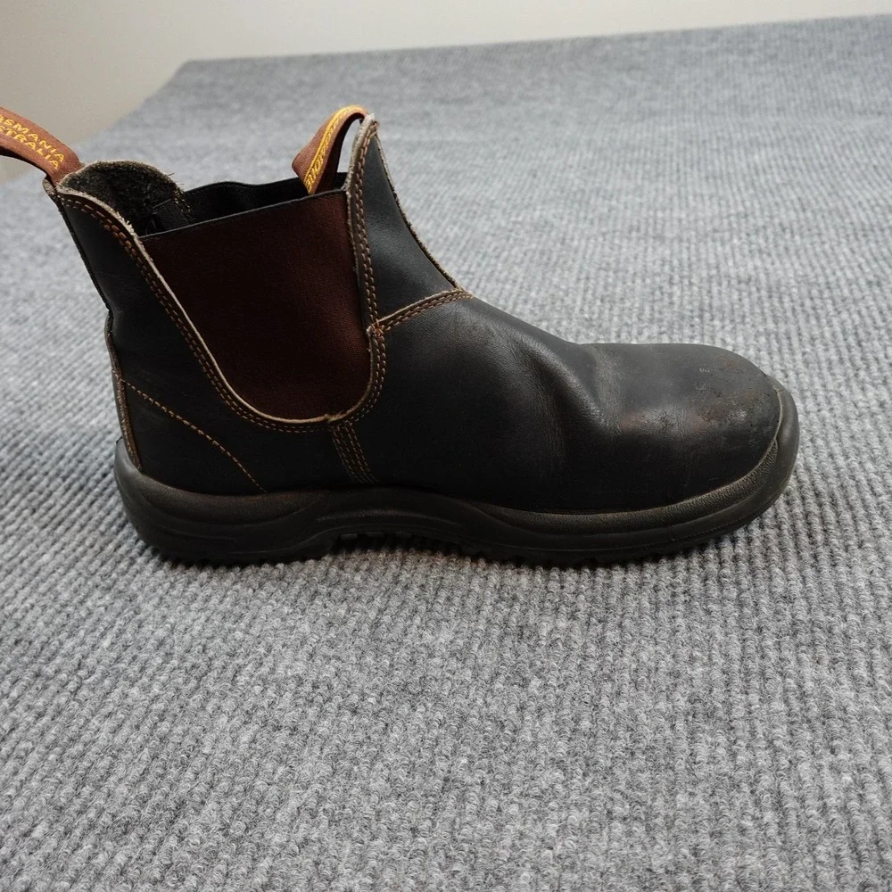 Blundstone Boots Mens Size 8 Brown Leather Chelsea Steel Toe Work Slip Resistant